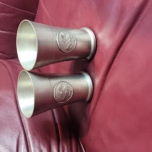 Vintage Pewter Goblets (2) With  Bird O. A Perch.
